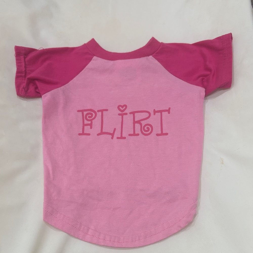 Pink Raglan 'Flirt' Puppy Tee - Short Sleeve Dog Shirt